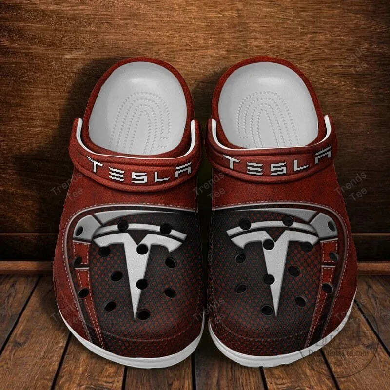 Tesla Motors Logo Red and Black Classic Crocs Shoes