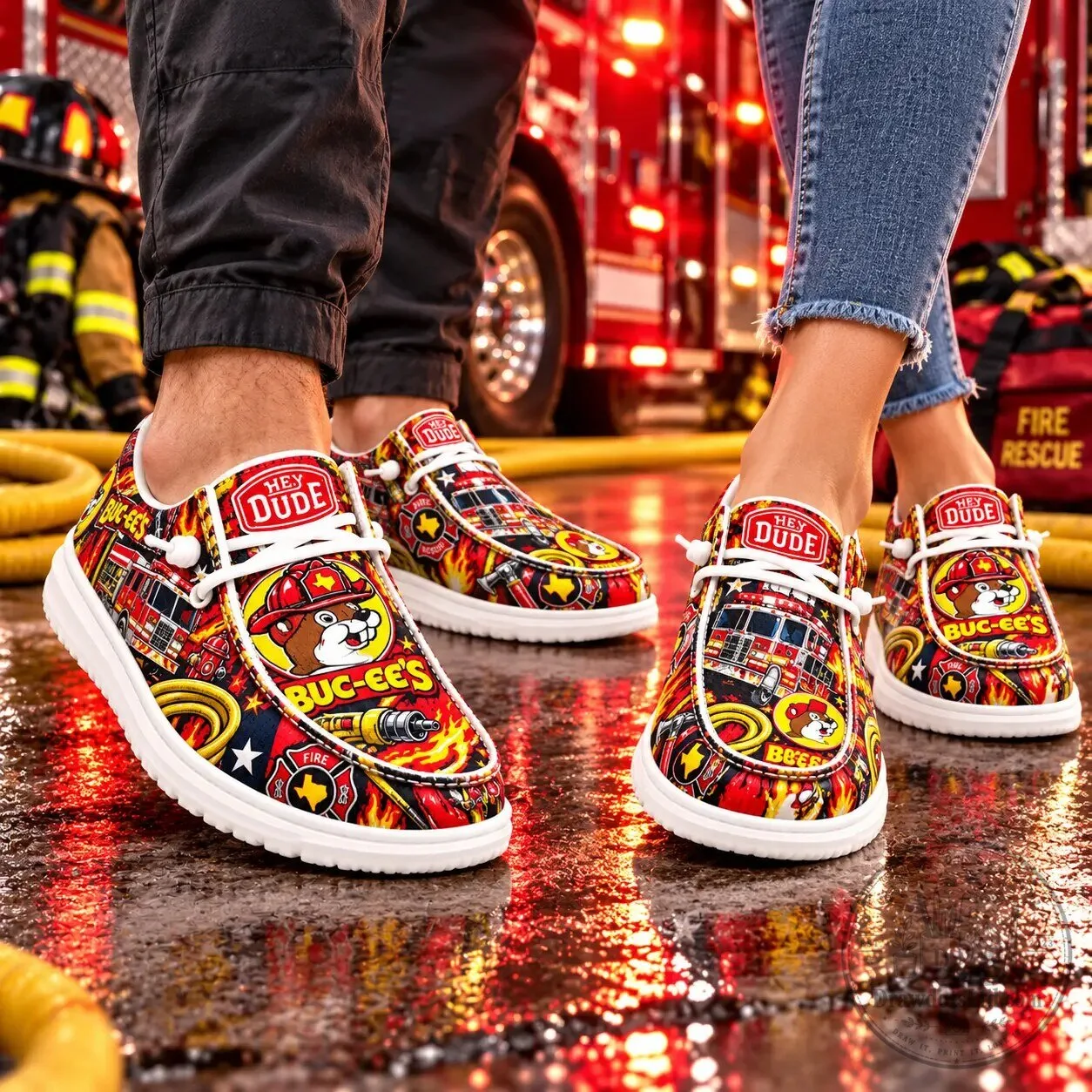 Buc-ee's Fire Rescue Hey Dude Style Slip-On Shoes 3 Buc-ee