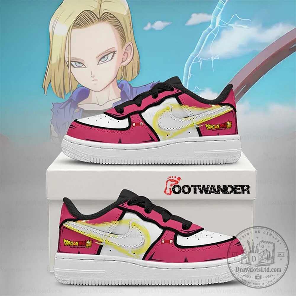 Android 18 Dragon Ball Z Anime Custom Embossed Logo Sneakers Shoes