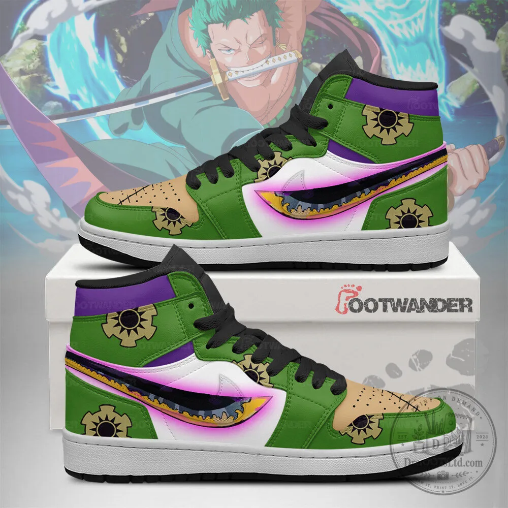 Roronoa Zoro One Piece Anime Character Green High Top Sneakers