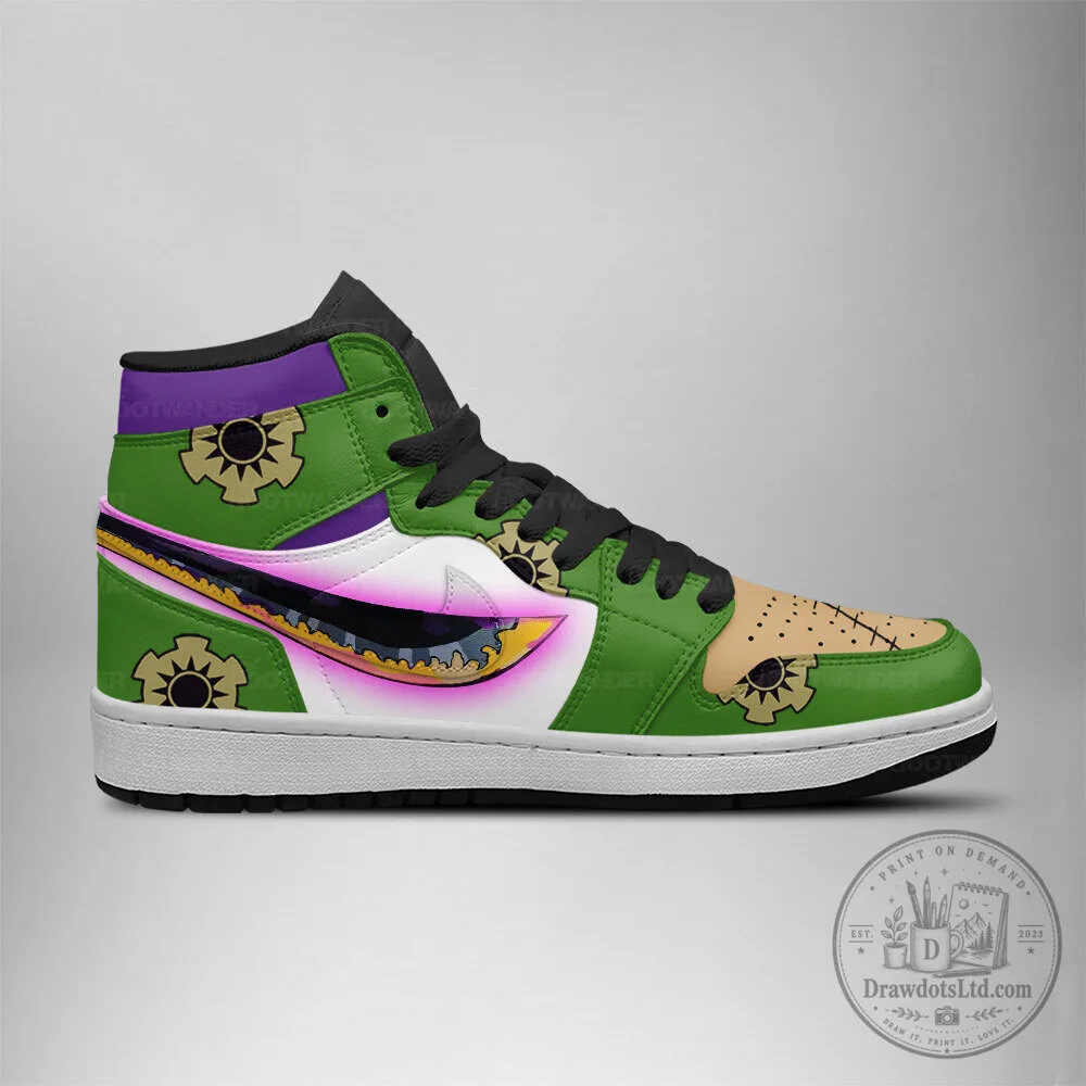 Roronoa Zoro One Piece Anime Character Green High Top Sneakers 4 Roronoa Zoro One Piece Anime Character Green High Top Sneakers