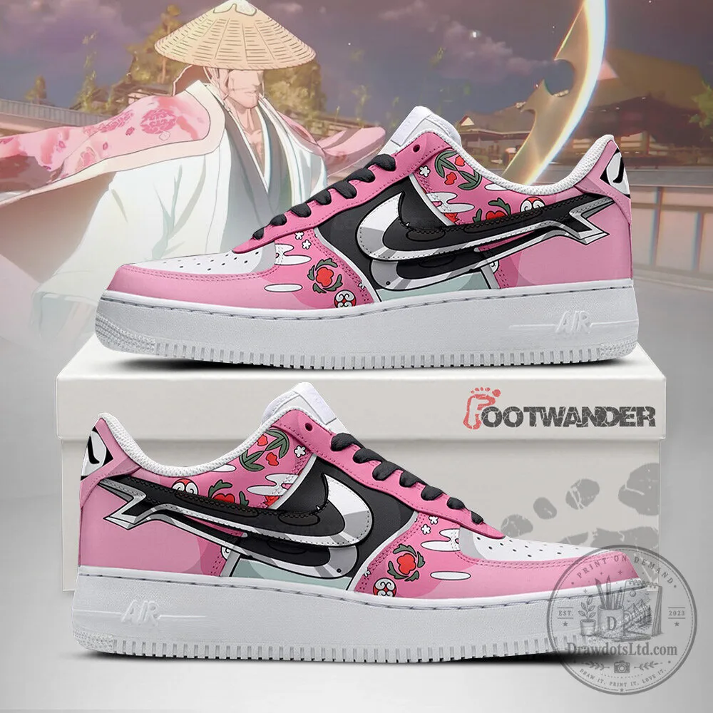 Shunsui Kyoraku Bleach Anime Pink Embossed Logo Sneakers Custom Shoes