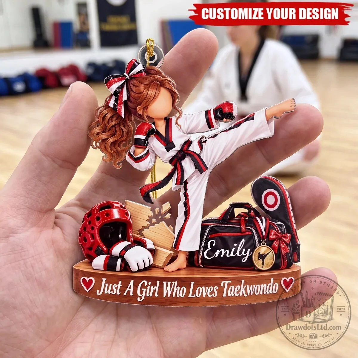 Custom Taekwondo Ornament for Girls - Perfect Christmas Tree Decoration