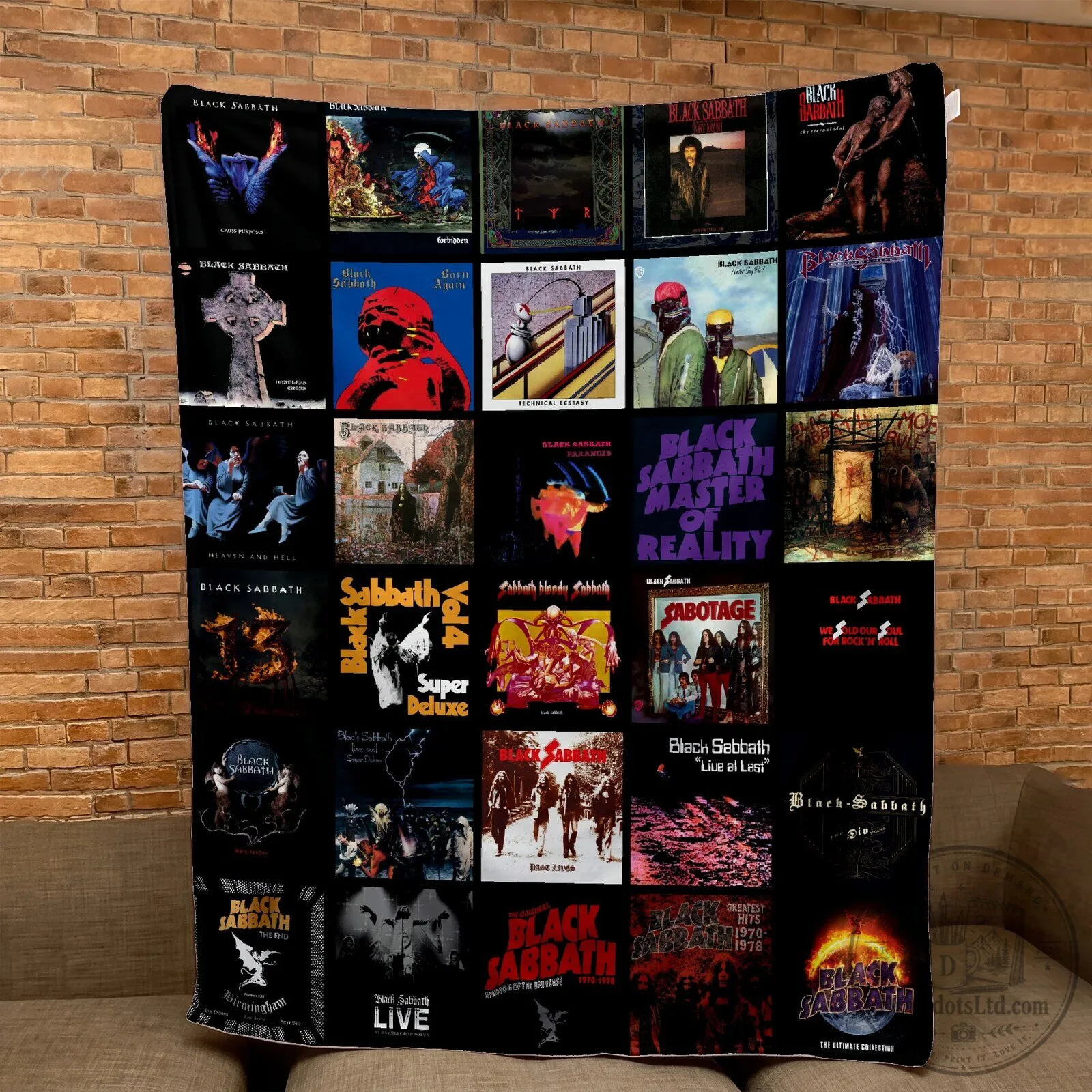 Black Sabbath Album Covers Collage Sherpa Fleece Blanket