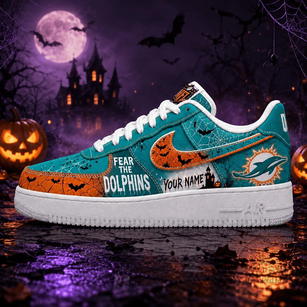 Miami Dolphins NFL Fear The Team Halloween Custom Name Sneakers