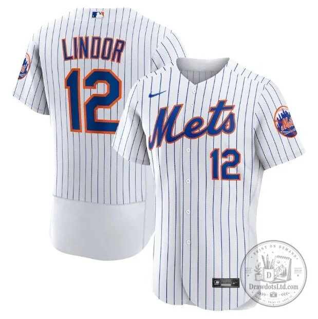 New York Mets Francisco Lindor White Pinstripe Baseball Jersey