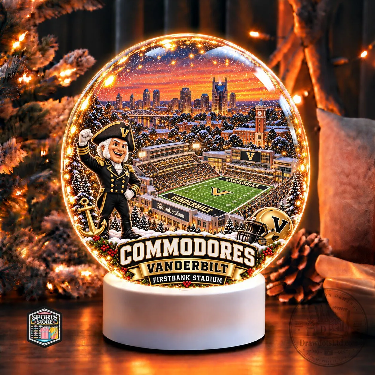 Vanderbilt Commodores FirstBank Stadium Snow Globe Christmas Ornament