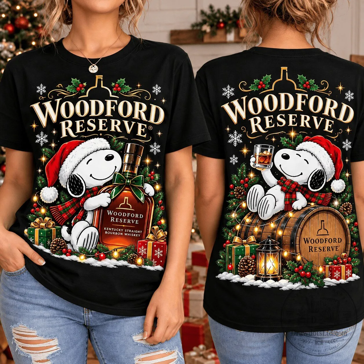 Woodford Reserve Snoopy Christmas Bourbon Whiskey T-Shirt 1 Woodford Reserve Snoopy Christmas Bourbon Whiskey T-Shirt