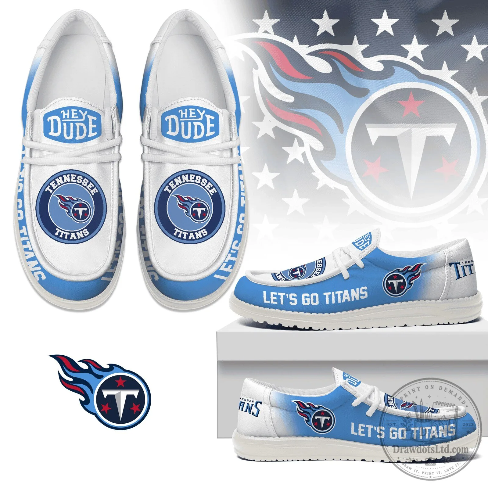 Tennessee Titans Football Team Logo Custom Printed Loafer Shoes
