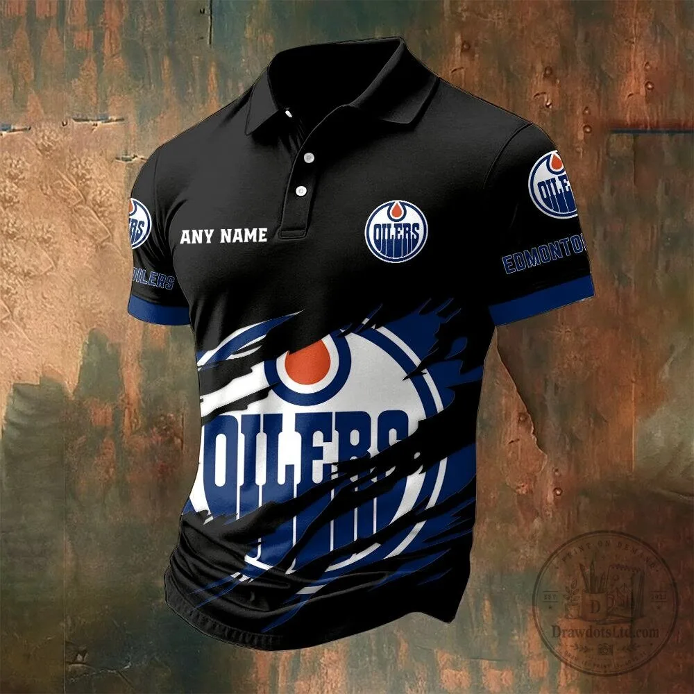 Edmonton Oilers Personalized Name Multi Color Polo Shirt for Men