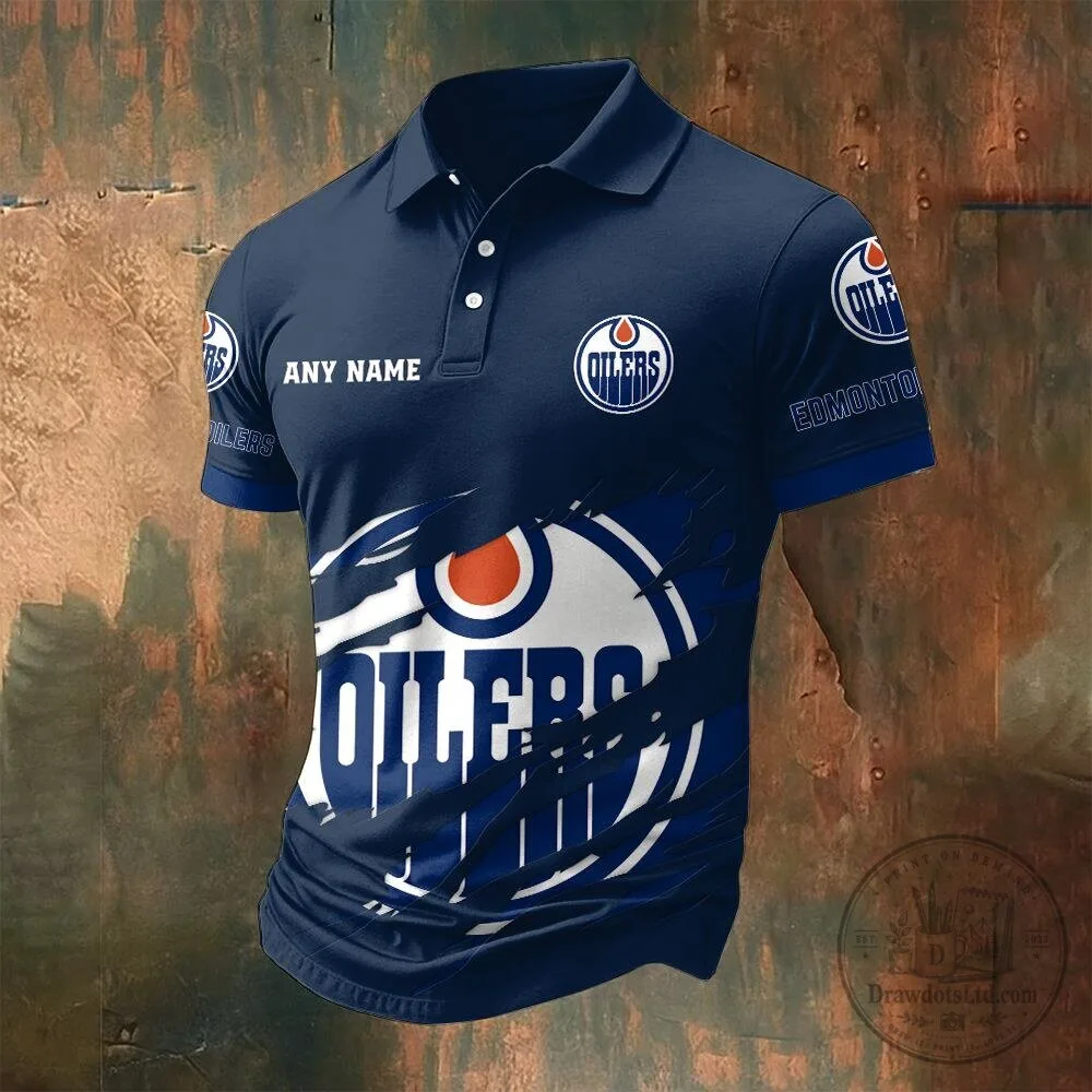 Edmonton Oilers Personalized Name Multi Color Polo Shirt for Men 6 Edmonton Oilers Personalized Name Multi Color Polo Shirt for Men