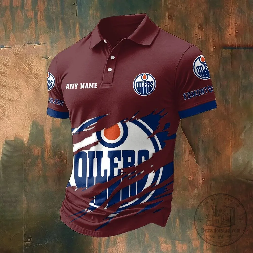 Edmonton Oilers Personalized Name Multi Color Polo Shirt for Men 8 Edmonton Oilers Personalized Name Multi Color Polo Shirt for Men
