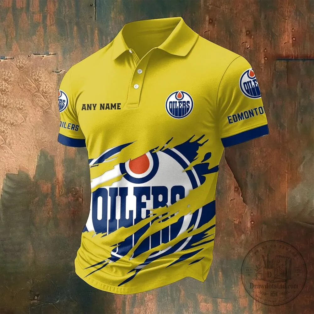 Edmonton Oilers Personalized Name Multi Color Polo Shirt for Men 9 Edmonton Oilers Personalized Name Multi Color Polo Shirt for Men