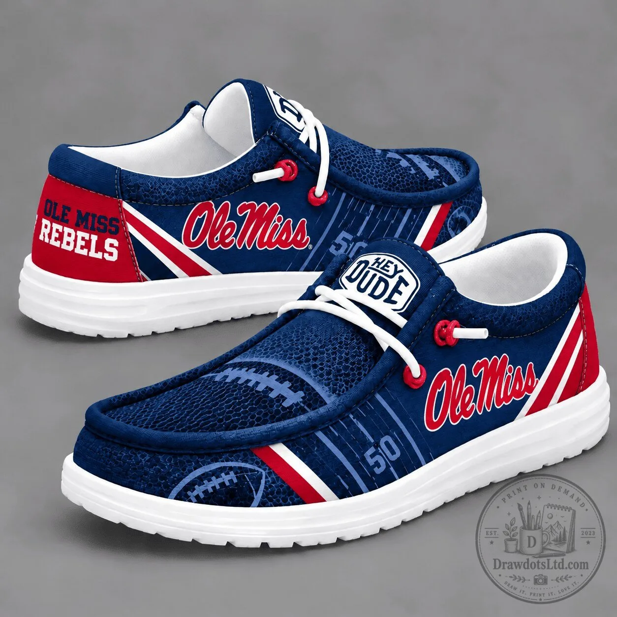 Ole Miss Rebels Football Team Spirit Loafer Shoes for Men and Women