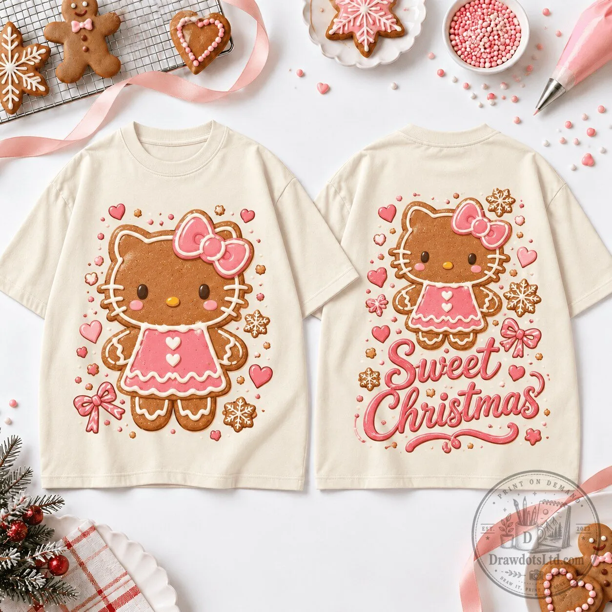Hello Kitty Sweet Gingerbread Cookie Christmas Holiday T-Shirt