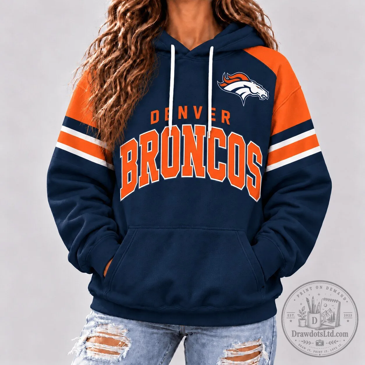 Denver Broncos NFL Retro Varsity Stripe Collection Hoodie for Men and Women