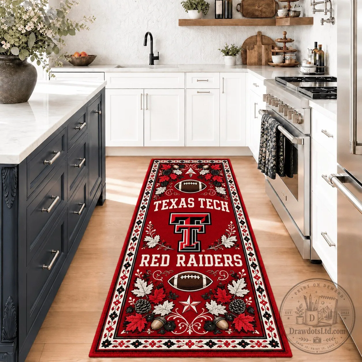 Texas Tech Red Raiders Football Team Kitchen Runner Rug