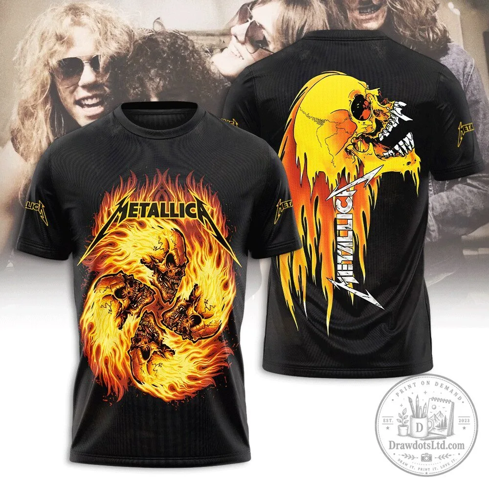 Metallica Flaming Skulls Heavy Metal Band All-Over Print T-Shirt 1 Metallica Flaming Skulls Heavy Metal Band All-Over Print T-Shirt