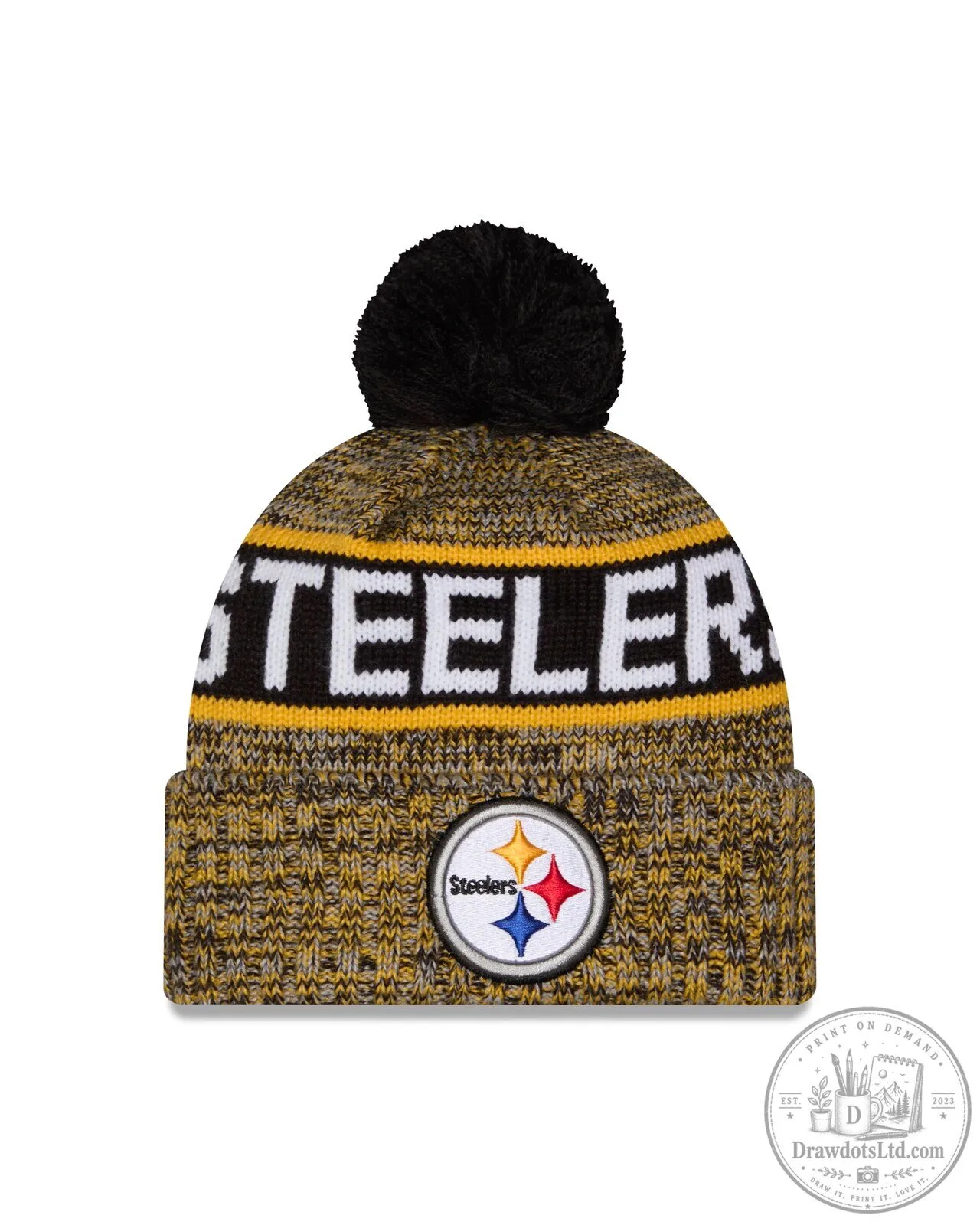 Pittsburgh Steelers Black Gold Knit Pom Beanie Cap Hat