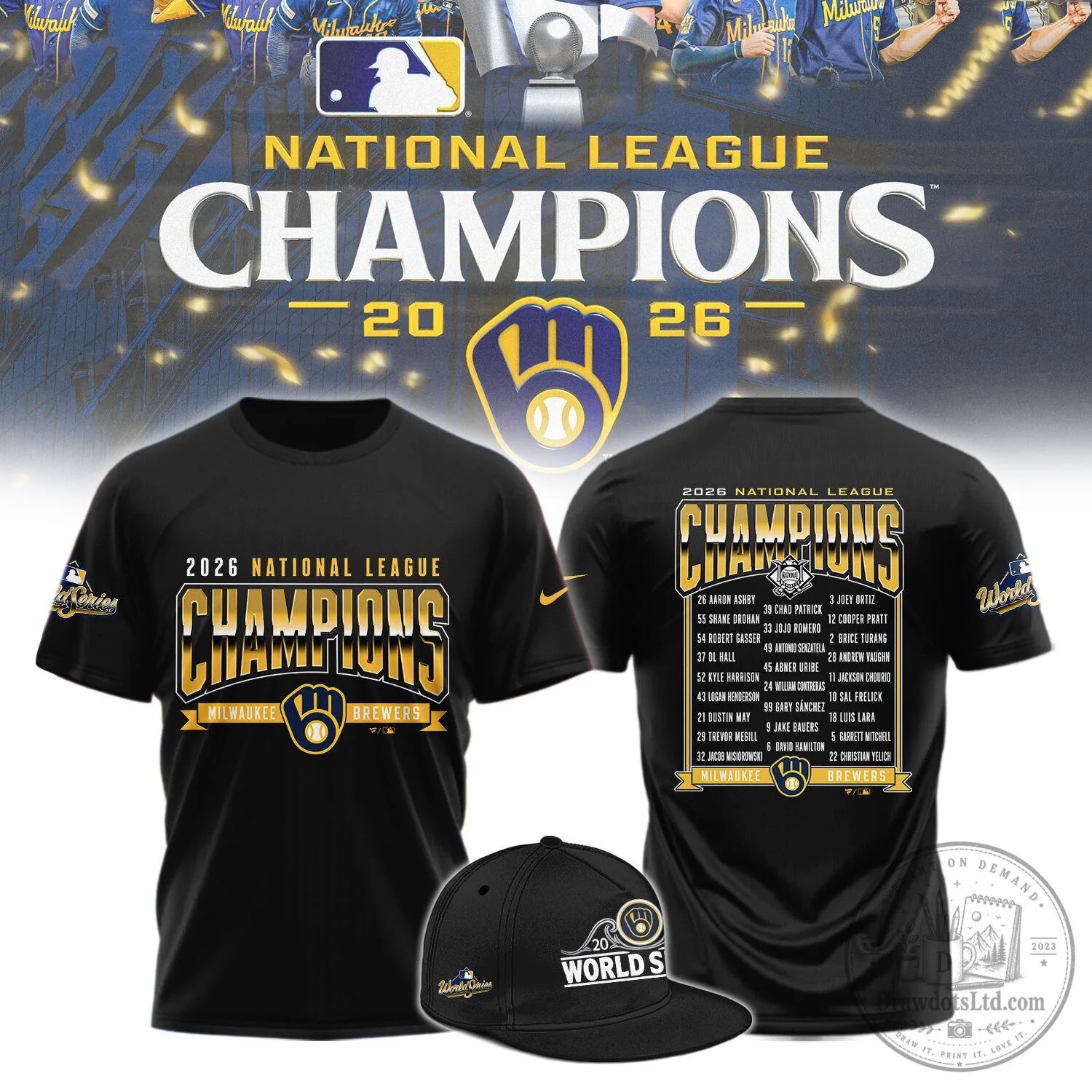 Milwaukee Brewers 2026 National League Champions Roster Black T-Shirt