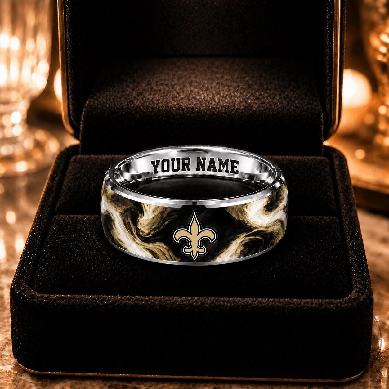 New Orleans Saints NFL Personalized Custom Name Ring for Football Fans