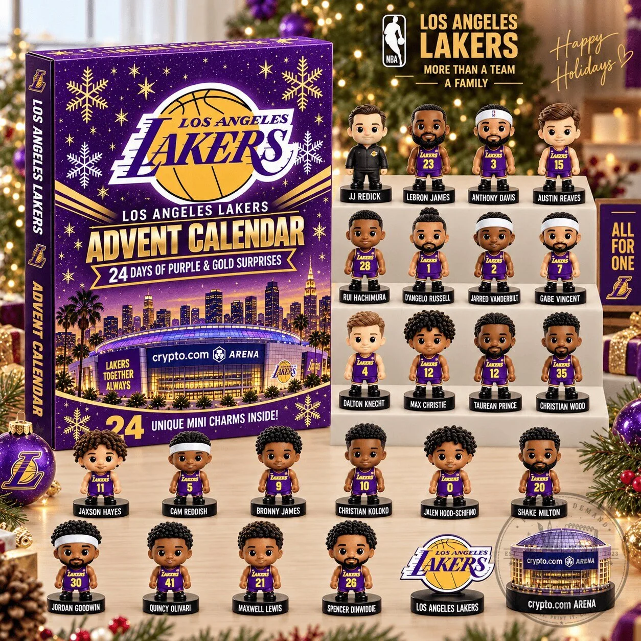 Los Angeles Lakers NBA Basketball Team 24 Day Advent Calendar with Mini Figurines