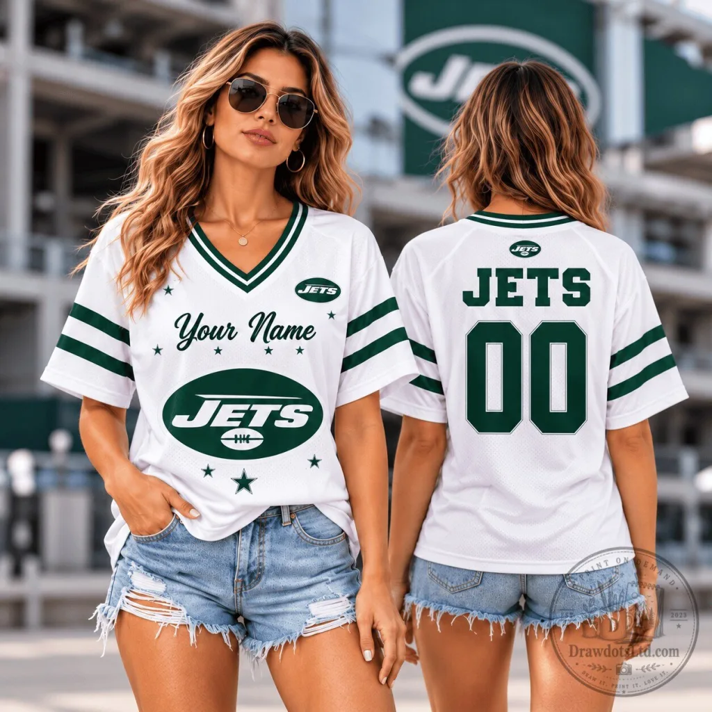 New York Jets Personalized Name and Number White Football Jersey