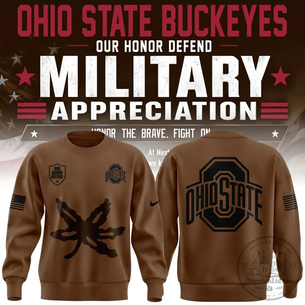 Ohio State Football Buckeyes Military Appreciation Brown Sweatshirt