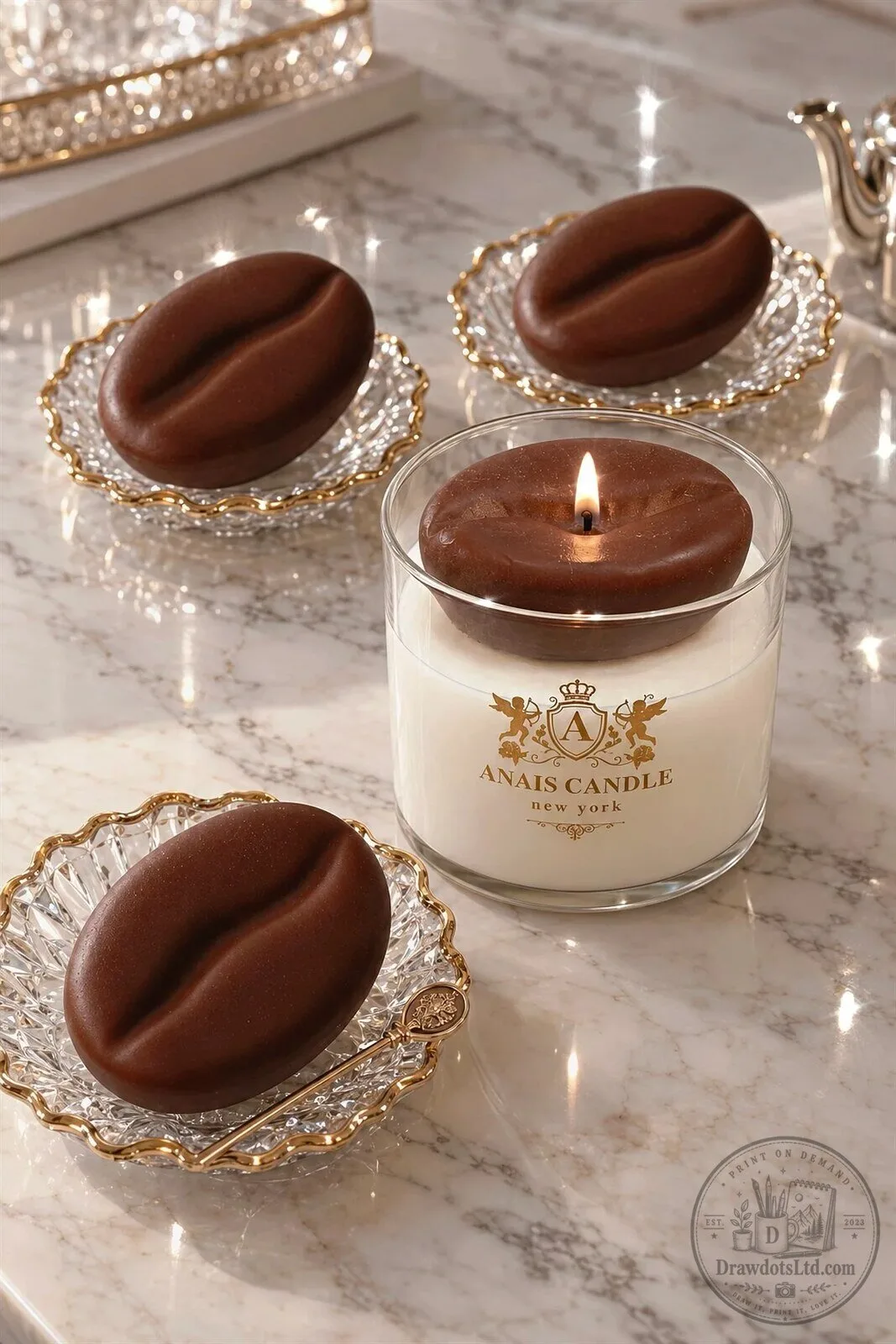 Coffee Bean Scented Espresso Candle with Anais New York Logo Glass Jar