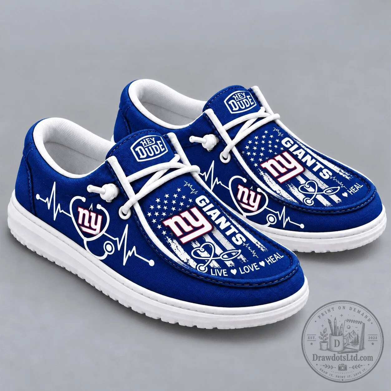 New York Giants Team Logo Live Love Heal Loafer Shoes