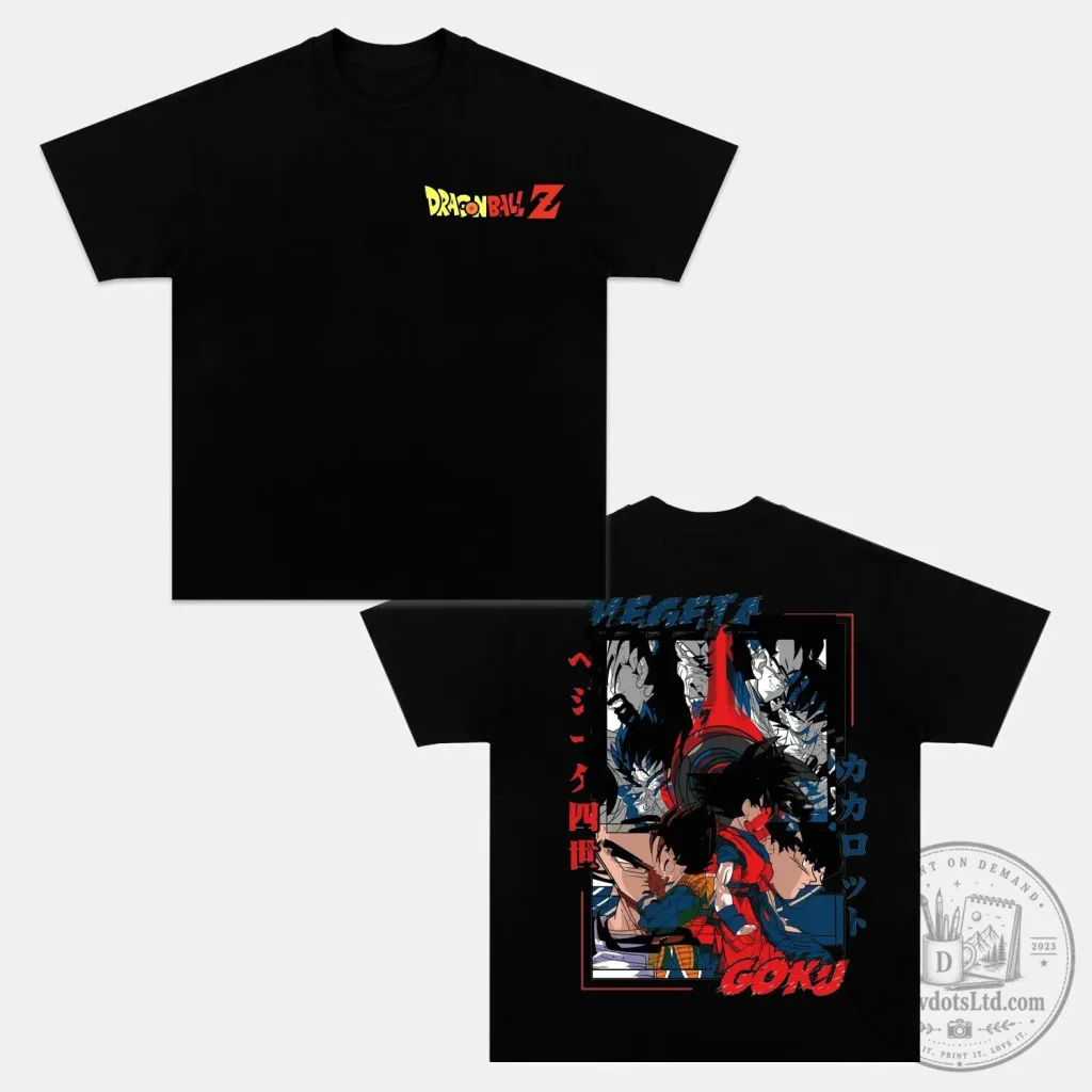 Dragon Ball Z Goku and Vegeta Anime Inspired Vintage Black T-Shirt