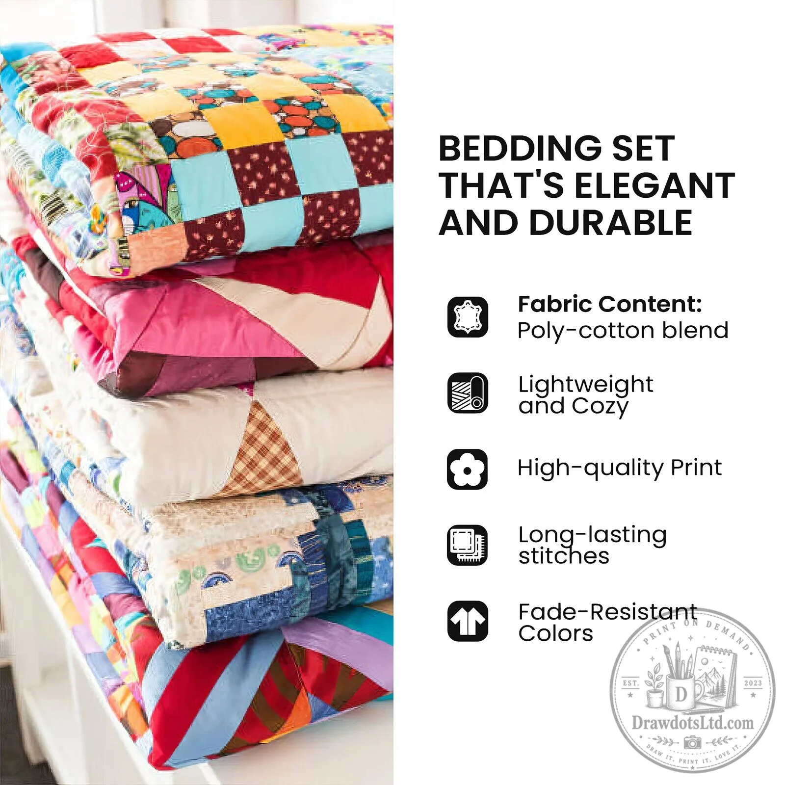 Crazy Cat Lady Patchwork Quilted Bedding Set with Feline Appliques 7 Crazy Cat Lady Patchwork Quilted Bedding Set with Feline Appliques