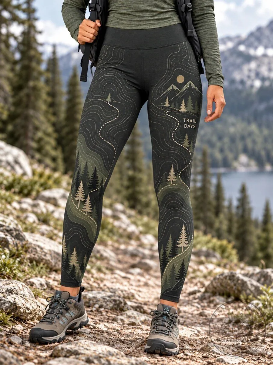 Wilderness Trail Days Print Women's Hiking Outdoor Adventure Leggings