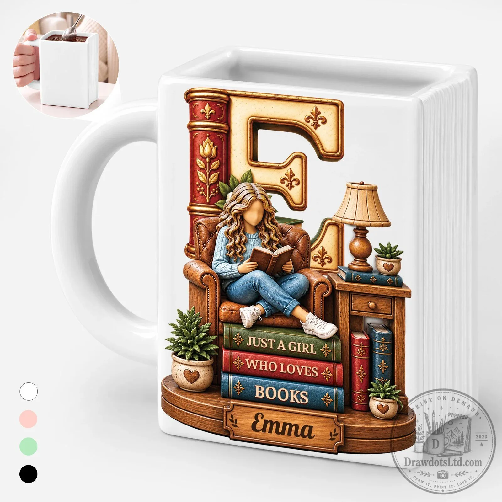 Personalized Book Lover Square Mug for Women Who Love Reading Books 6 Personalized Book Lover Square Mug for Women Who Love Reading Books